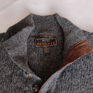 Jos. A Banks Reserve Quarter Button Mock Turtleneck Charcoal Gray Sweater - M